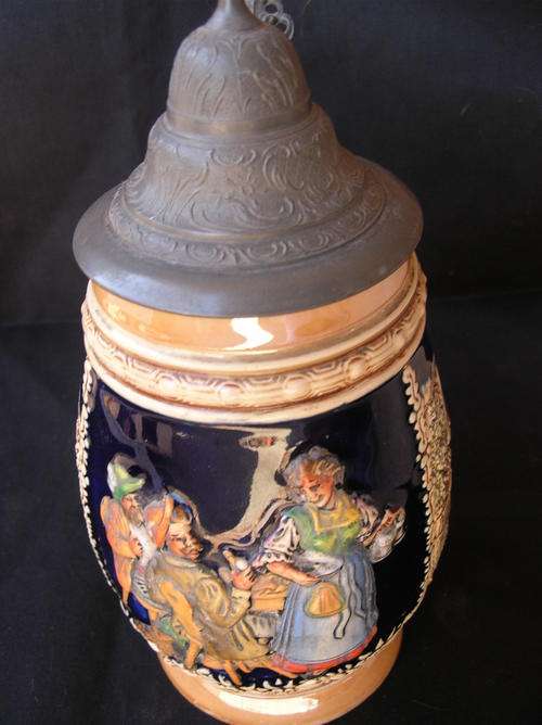GERMAN Beer Tankard, Pewter Lid, Approx 21cm's high & 10cm.s wide. condition very good se pics