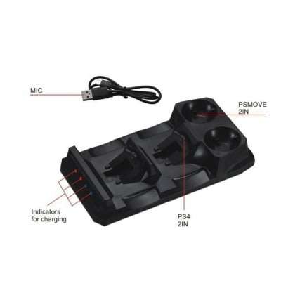 4 in1 Controller Charger Dock Station Stand For Playstation PS4 PSVR VR Move