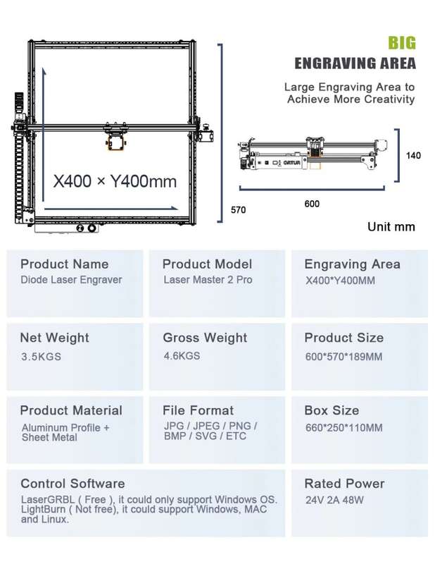 Ortur Laser Master 2 PROS2 Upgrade 20W Desktop Laser Engraver Cutter Laser Engraving Machine