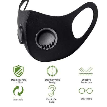 6 PACK NANOMATERIAL  WASHABLE FACE  WITH  DUAL RESPIRATOR VALVE