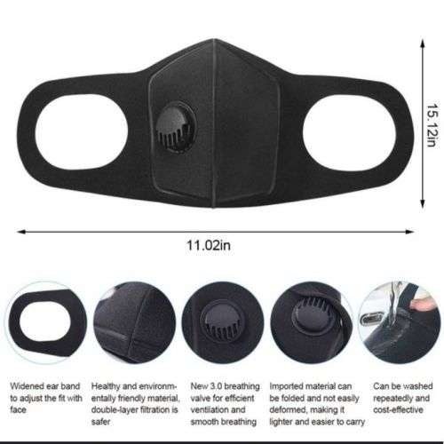 6 PACK NANOMATERIAL  WASHABLE FACE  WITH  DUAL RESPIRATOR VALVE