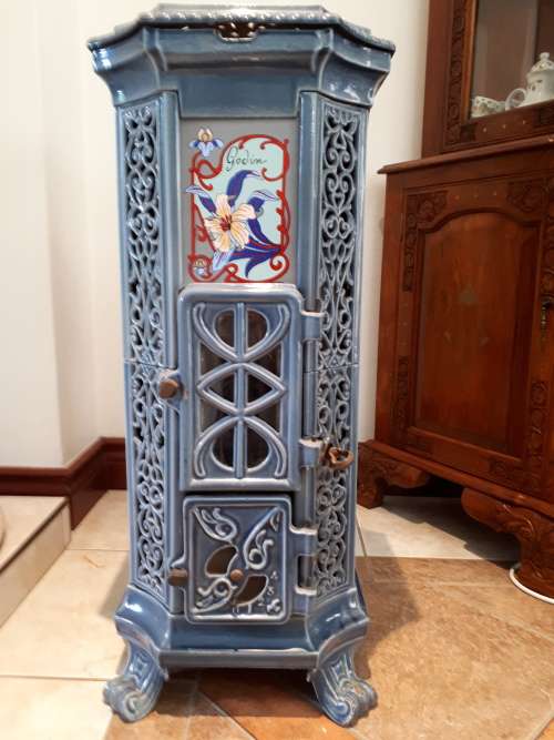 Vintage French Godin Multi-Fuel Cast Iron Fireplace