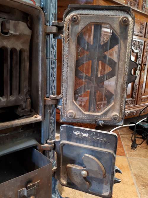 Vintage French Godin Multi-Fuel Cast Iron Fireplace