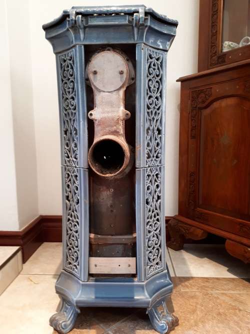 Vintage French Godin Multi-Fuel Cast Iron Fireplace