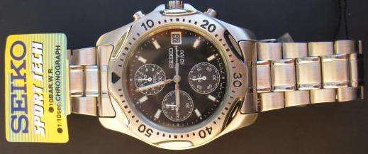 SEIKO Chronograph Divers Watch, Rotating Bezel. Black Dial luminous hands.,Starting at R1.0