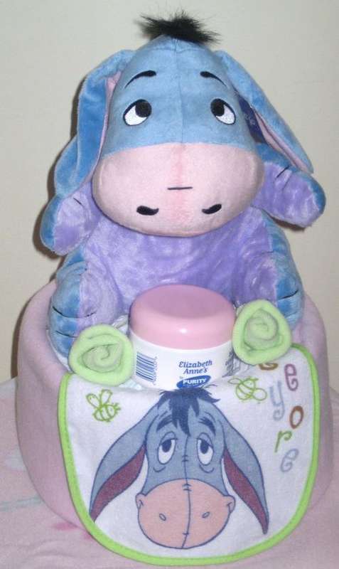 Winnie the Pooh themed nappy cake - Eeyore for a girl
