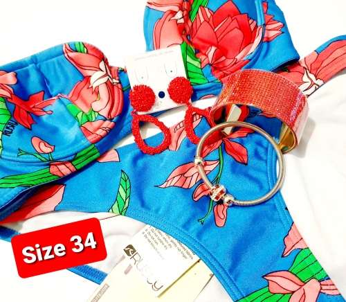 BEACH GLAM KIT Rusty 2pc Bikini Set with Fashion Jewellery (Size 34)