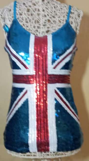 Stunning UK FLag Strap Top with Bling Sequins (M)