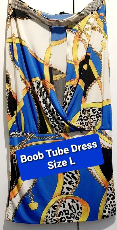 Printed Boob Tube Dress Chain  (Size L)