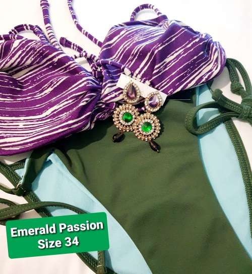 SWIMWEAR Volcom/Roxy Emerald Passion 2 pc Bikini Set  (Size 34) FREE Earrings