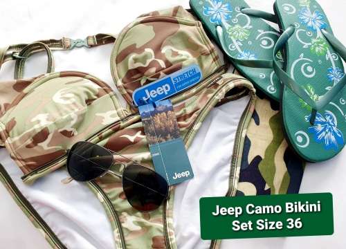 JEEP Camo 2pc Bikini with Assorted Accessories (Size 36)