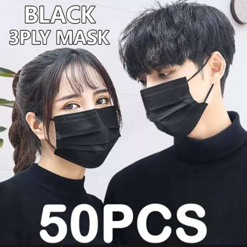 3 PLY JET BLACK MASK DISPOSABLE MASKS