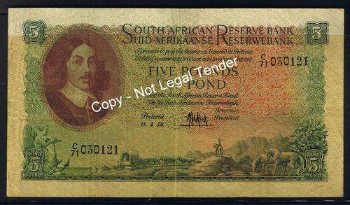 MH de Kock - 5 Pound - 3rd Issue - VF - Front