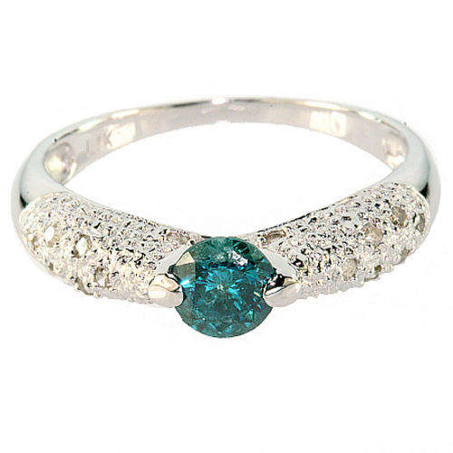 R25000 - 14K WHITE GOLD BLUE & WHITE DIAMOND RING