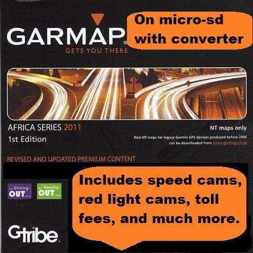 GARMIN AFRICA STREETMAPS TOPO & REC 2011.1 : FOR THE ADVENTURER - Includes speedcams, etc.