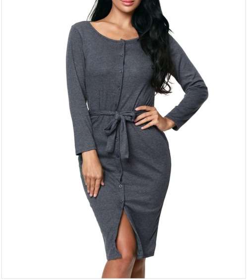 Grey Long Sleeve Elegant Dress in size M,L