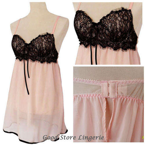 Hot Desire Sexy Lingerie in Pink with Black Lace ***Size S,M,L