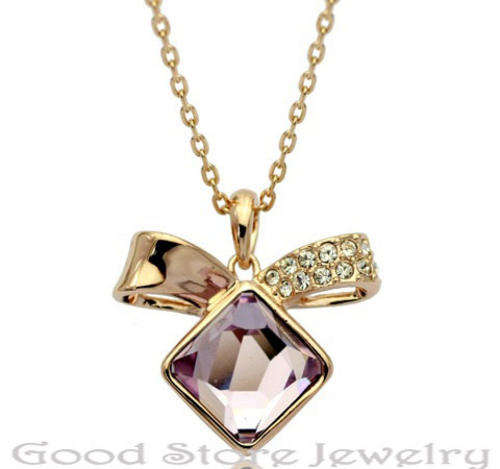 BEAUTIFUL BOWKNOT SWAROVSKI NECKLACE IN 18K WHITE GOLD CLAD