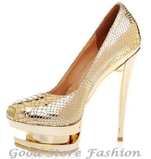 Stunning 14cm High Heel Pump in Gold Giltter Colour and Silver (size 2.5~6 )