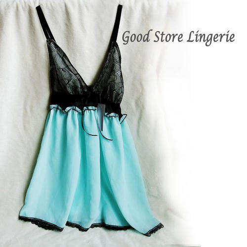 Hot Desire Sexy Lingerie in Blue with Black Lace ***Size L,XL