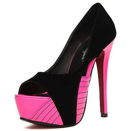 !!! New Arrival !!!  14cm High Heel Peep Toe in Pink With Black