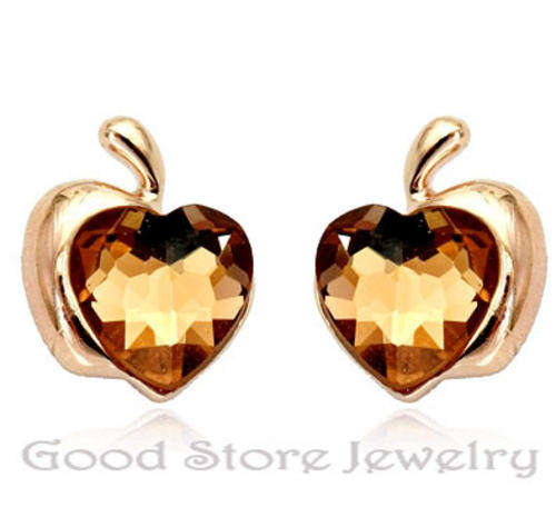 BEAUTIFUL 18KGP CITRINE SWAROVSKI EARRING