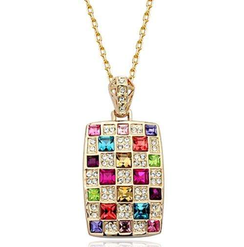 !!! NEW ARRIVAL !!! GORGEOUS COLOURED SWAROVSKI NECKLACE IN 18K GOLD CLAD