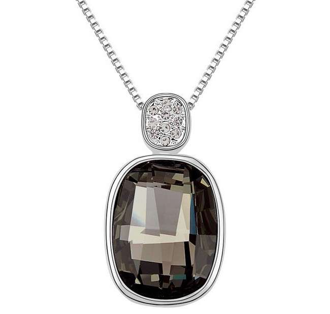 BEAUTIFUL DARK BROWN SWAROVSKI NECKLACE IN 18K WHITE GOLD CLAD