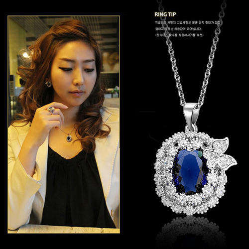 !!! NEW ARRIVAL !!! DAZZLING TOP SAPPHIRE ZIRCON SET IN 18K WHITE GOLD CLAD