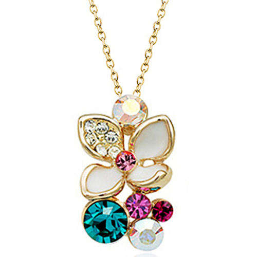 COLORFUL SWAROVSKI NECKLACE IN 18K YELLOW GOLD CLAD