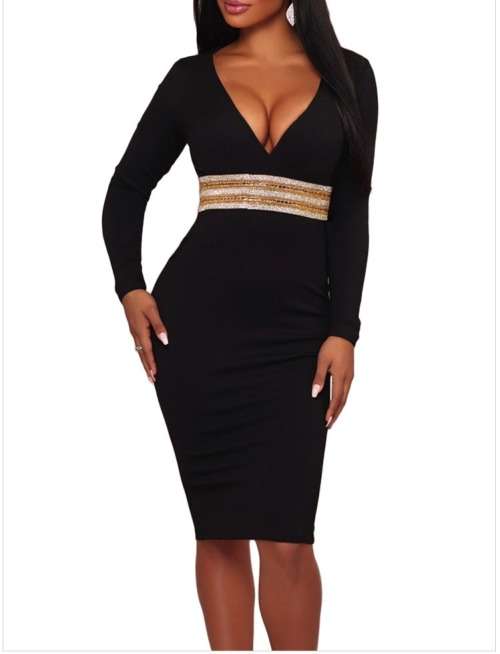 SEXY BLACK LONG SLEEVE DRESS/ CASUAL DRESS IN SIZE S