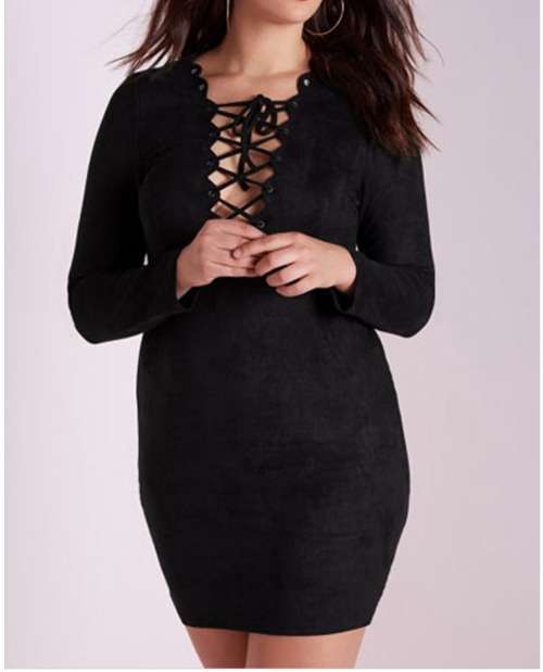 SEXY BLACK LONG SLEEVE DRESS in size 32-34