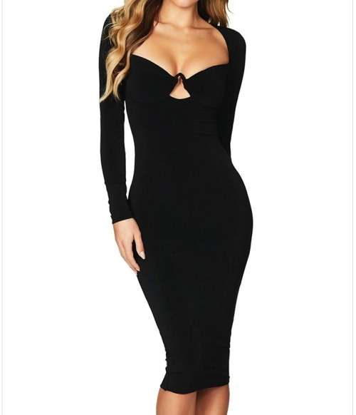 ELEGANT Long sleeves black dress in size S to L