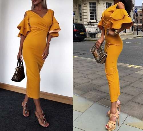 Fashionable dress in three colors in size S to XL
