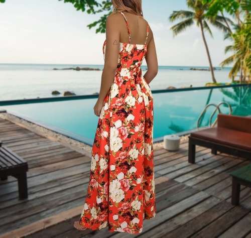 Red Maxi Summer Dress in size S to XL