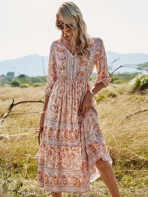 Allover Floral Print Surplice V neck Dress in size XL