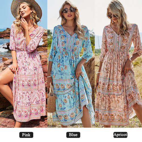 Allover Floral Print Surplice V neck Dress in size S to XL