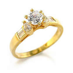 Wedding Band- Gold Plated Clear CZ Ring 1-Carat * Size 8