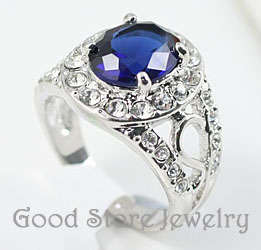 STUNNING SIMULATED SAPPHIRE DIAMOND RING ***SIZE 8