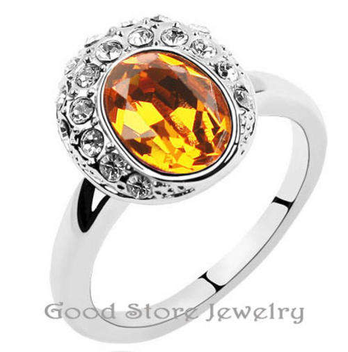 DAZZLING CITRINE SWAROVSKI RING ***SIZE 8