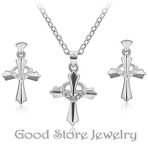 BEAUTIFUL SWAROVSKI CROSS SETS IN 18KGP