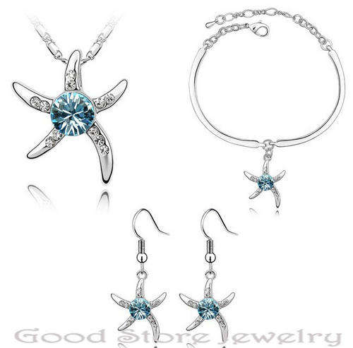 *Value for money* BEAUTIFUL SWAROVSK STARFISH ACCESSORIES SETS(necklace\ earing\ bracelace)