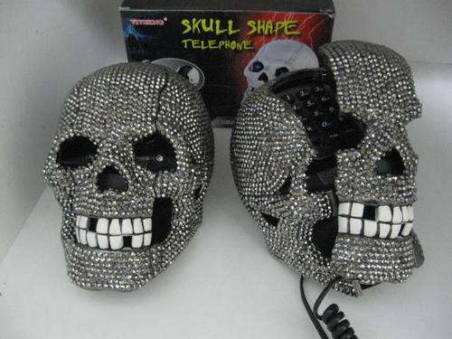 unusual bling skull style telephone