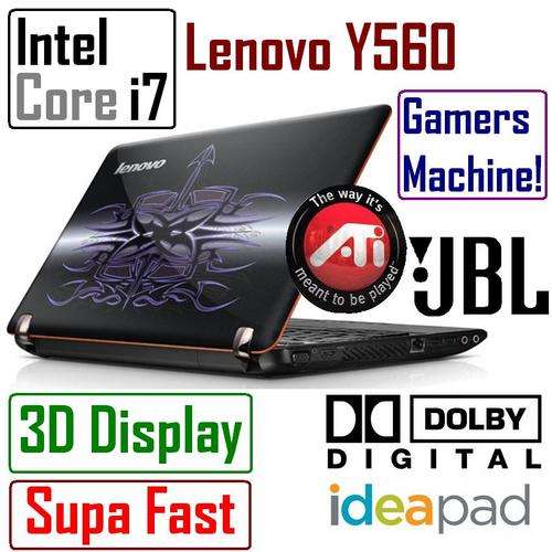Lenovo Y560 Ideapad {Core i7} {CRAZY R1 AUCTION} {3D} {Gamers Laptop} {1 GB ATi GRAPHICS}{JBL SOUND}