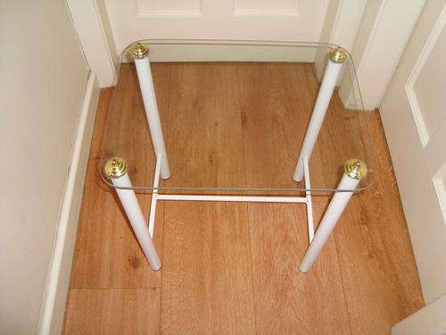 White Glass & Metal Side Table
