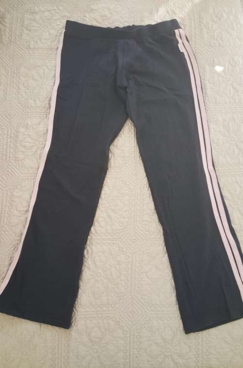 Ladies Gym Pants Size S Navy with Baby Pink Stripes Size S