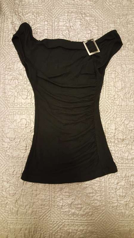 Black Off the Shoulder Evening Shirt - Size 28