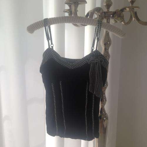Ladies Black Shirt with Check Detail Size 8
