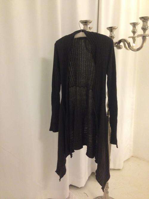 Ladies Dark Grey Long Waterfall Cardigan Size Small
