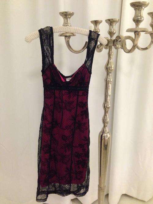 Pink Black and Lace Evening Dress Size 26